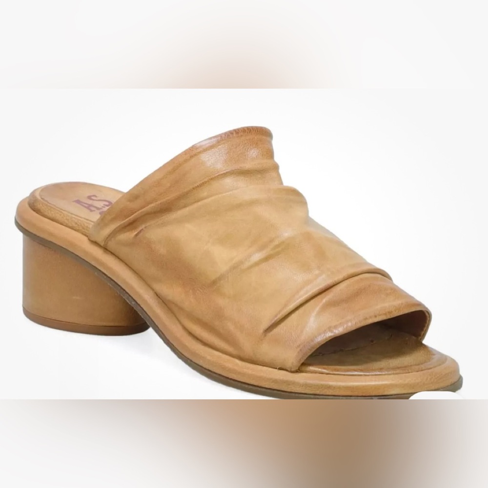 A.S.98 Lior camel leather slide sandals 37=6.5-7US